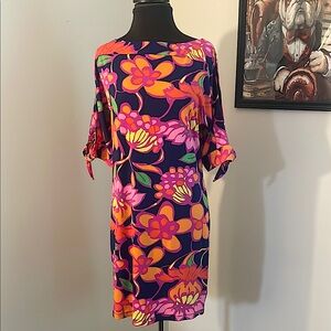 TRINA TURK Shift Dress Retro Mod Flowers Print Colorful-small